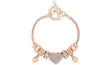 Lipsy Gold Colour Crystal Pave Heart Charm T-Bar Bracelet