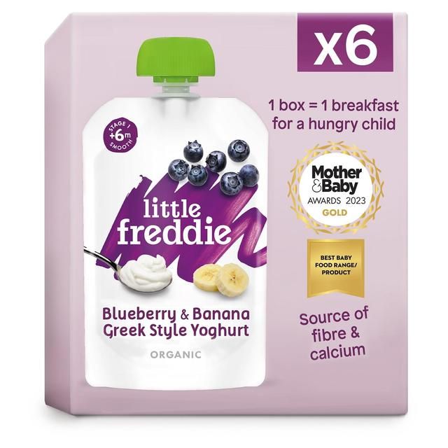 Little Freddie Blueberry &amp;amp; Banana Yoghurt Organic Pouch 6 mths+ Multipack   6 x 100g