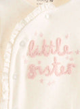 Little Sister Frill Cream Long Sleeve Sleepsuit 6-9 months