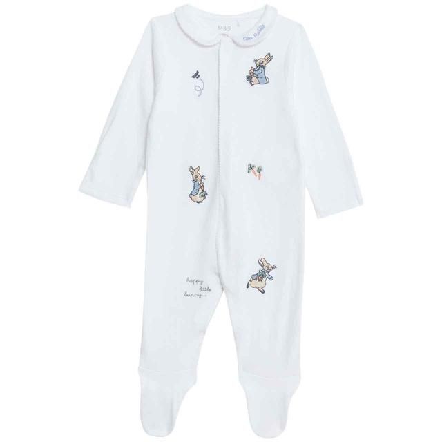 M&amp;amp;S 2pk Peter Rabbit Sleepsuits 0-24 Months Green