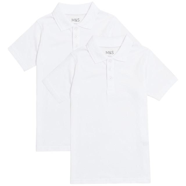 M&amp;amp;S Boys 2 Pack Slim Fit Stayaway Polo 3-14 Y