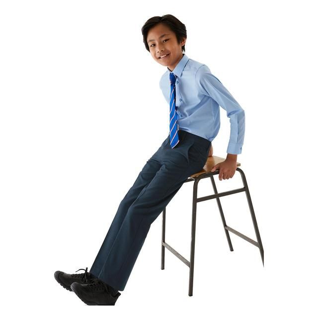 M&amp;amp;S Boys 2pk Navy Regular Leg School Trousers 4-13 Years