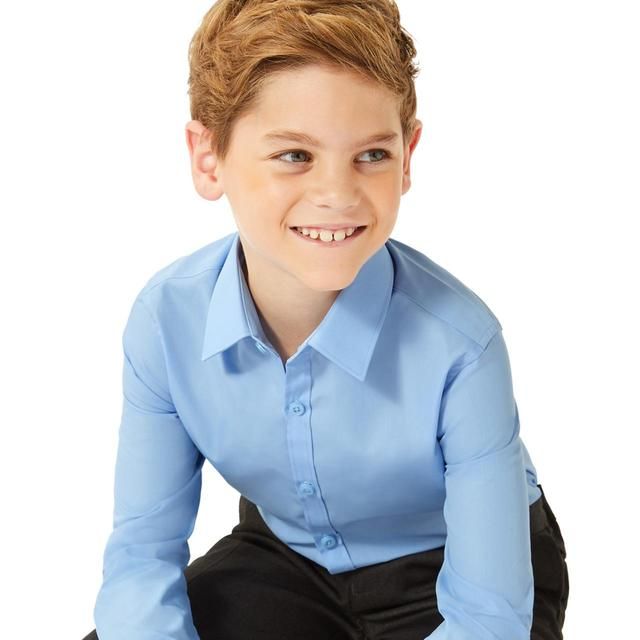 M&amp;amp;S Boys Slim Fit Easy to Iron School Shirts 3-14 Years Blue
