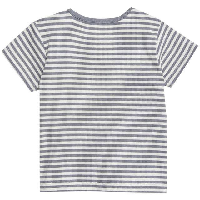 M&amp;amp;S Collection Cotton Rich Striped T-Shirt 0-12 Months Medium Grey