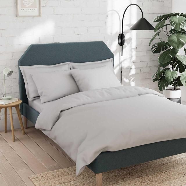 M&amp;amp;S Cotton Rich Duvet Cover Single Silver Grey