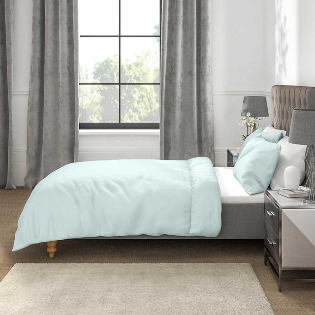 M&amp;amp;S Cotton Rich King Size Percale Duvet Cover Light Duck Egg