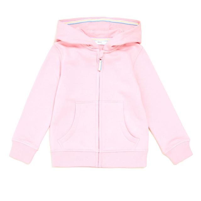 M&amp;amp;S Cotton Zip Hoodie 2-7 Years Pink