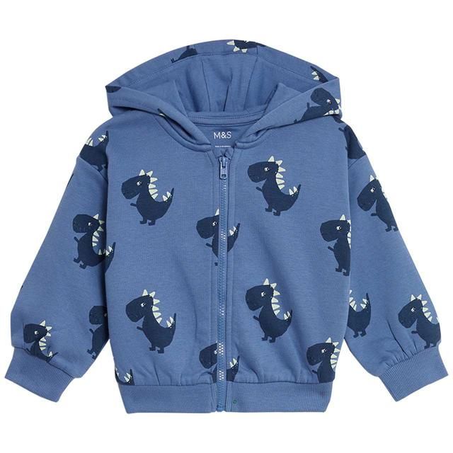 M&amp;amp;S Dino Zip Hoodie 0 Months-3 Years Blue