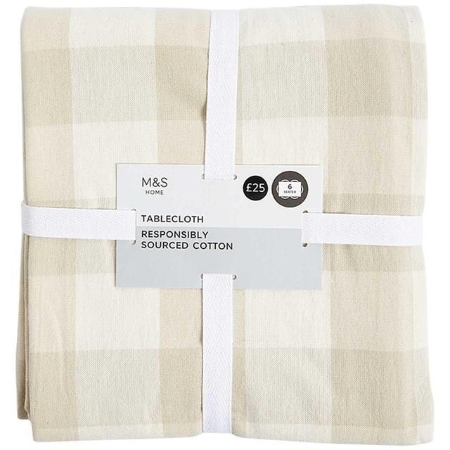 M&amp;amp;S Gingham Tablecloth Natural