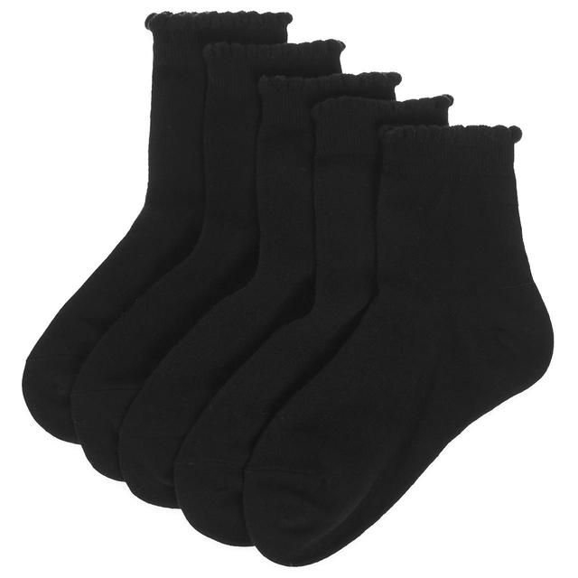 M&amp;amp;S Girls 5 Pack of Short Picot Socks Size 8-7 Black