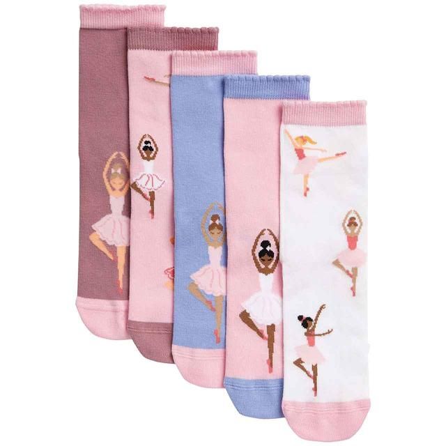 M&amp;amp;S Girls Cotton Rich Ballerina Socks 5 Pack