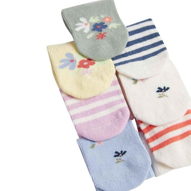 M&amp;amp;S Girls Cotton Rich Patterned Socks 0-24 Months 7 Pack