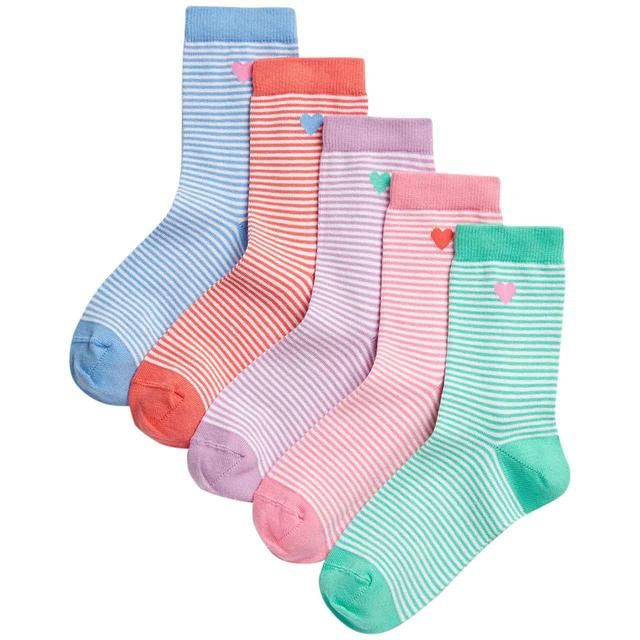 M&amp;amp;S Girls Cotton Rich Striped Socks 6 Small -7 Large 5 Pack