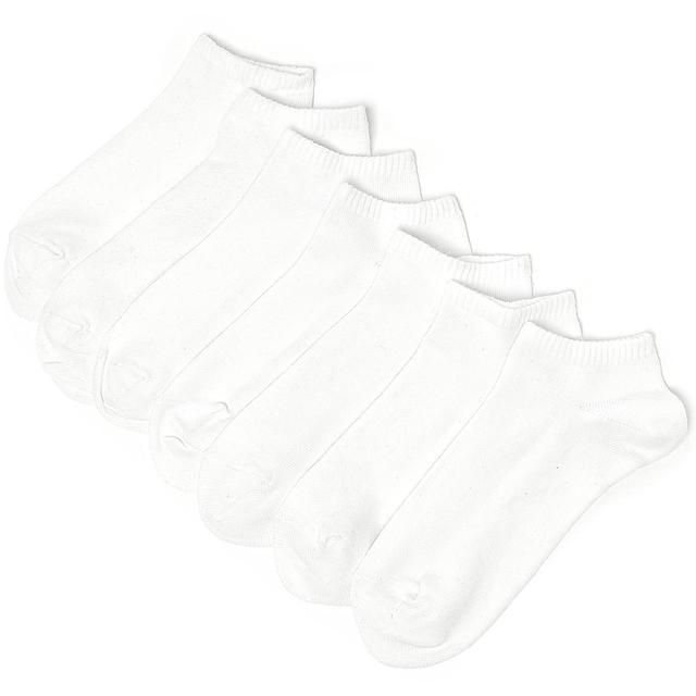 M&amp;amp;S Kids 7pk Cotton Trainer Liner Socks 3-16 Years White