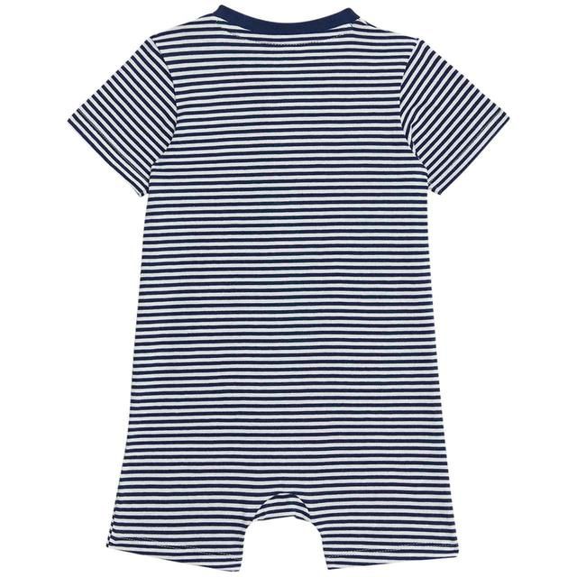 M&amp;amp;S Pure Cotton Striped Romper 0-3 Years Navy