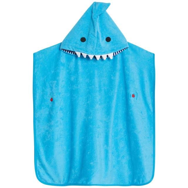M&amp;amp;S Shark Towelling Poncho 2-7 Years Blue