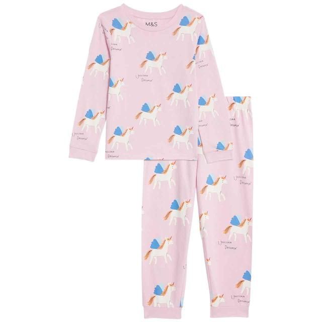 M&amp;amp;S Unicorn Pyjamas 2-7 Years Pink
