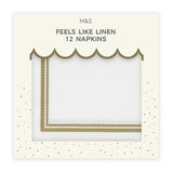 M&amp;amp;S White &amp;amp; Gold Feels Like Linen Napkins   12 per pack