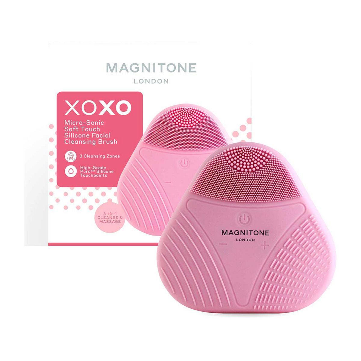 Magnitone XOXO SoftTouch Silicone Cleansing Brush Pink