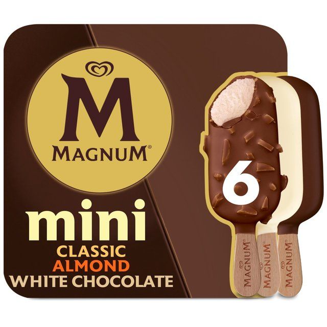 Magnum Mini Classic Almond &amp;amp; White Chocolate Ice Cream Sticks   6 x 55ml