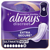 Protections pour incontinence Always Discreet Ultimate Night, paquet de 6