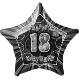 Ballon en aluminium étoile noire « Joyeux 18e anniversaire » pour une fête unique