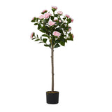 Livingandhome 110cm Artificial Camellia Tree in Pot – Pink
