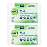 2 paquets de lingettes antibactériennes Dettol 2 en 1 (15 lingettes)