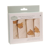 Ziggle Baby Cotton Muslin Washcloths 4 Pack - Neutral Highland Cow