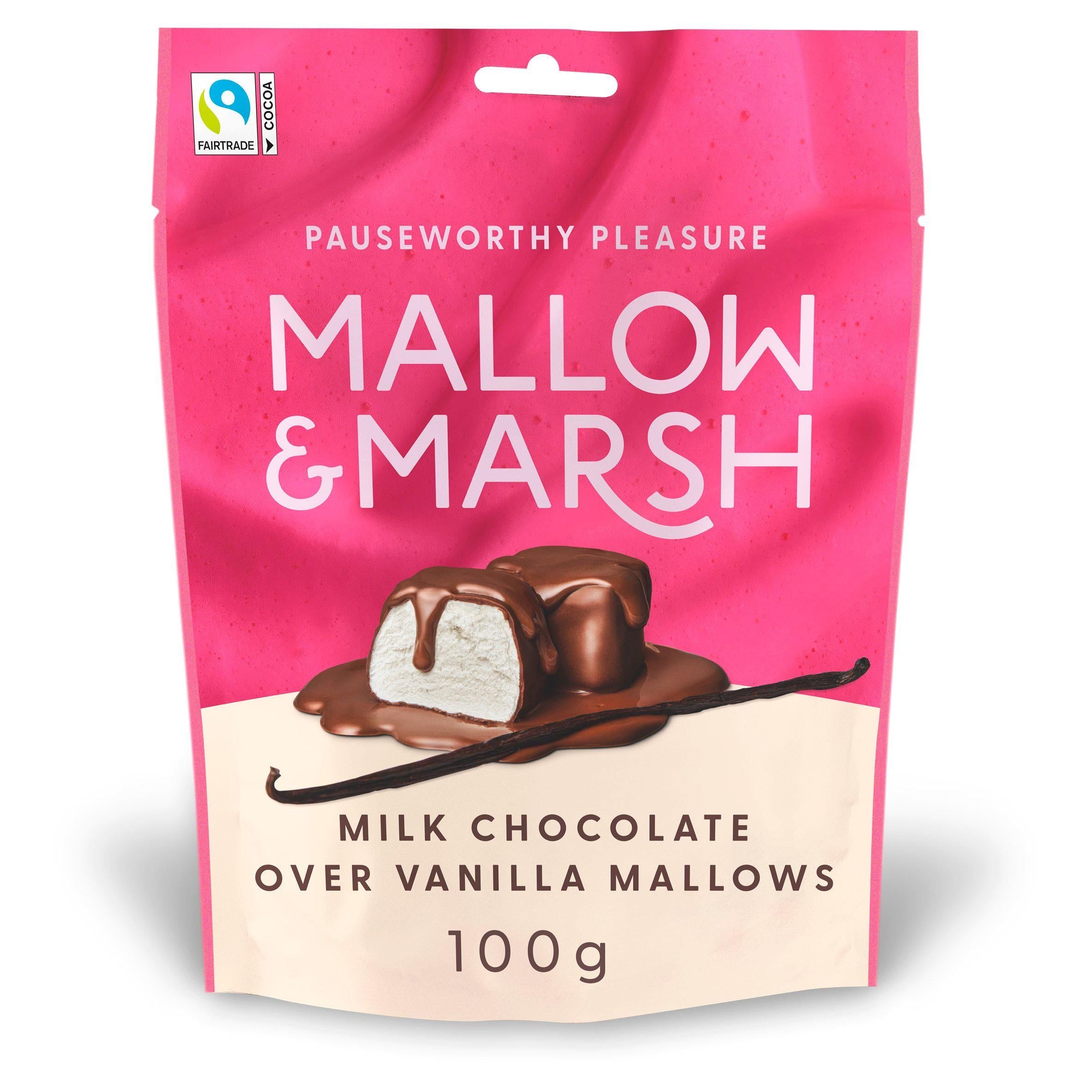 Mallow &amp;amp; Marsh Vanilla Marshmallows Coated in Milk Chocolate 100g
