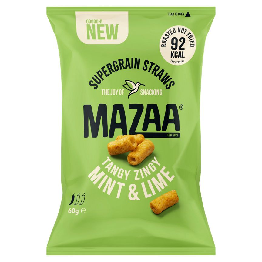 Mazaa Supergrain Straws Tangy Zingy Mint &amp;amp; Lime 60g