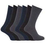 Mens 100% Cotton Ribbed Socks (Pack Of 6) (UK Shoe 6-11) Black/Grey/Navy / 1EA