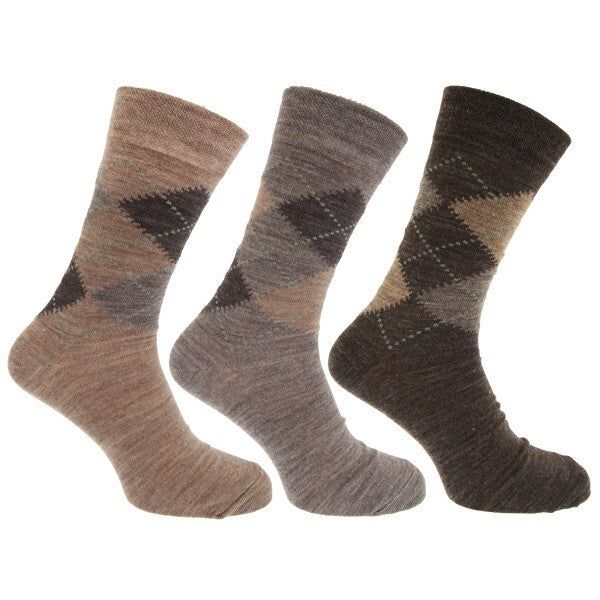 Mens Socks With Lycra (Pack Of 3) (UK Shoe 6-11, EUR 39-45) Shades of Brown / 1EA