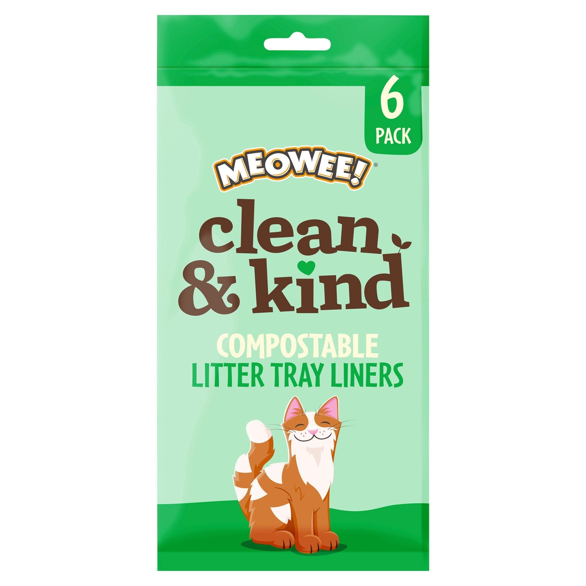 Meowee Clean &amp;amp; Kind Compostable Litter Tray Liners x6
