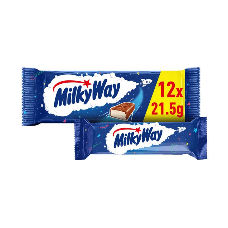 Milky Way Nougat &amp;amp; Milk Chocolate Snack Bars Multipack 12 x 21.5g