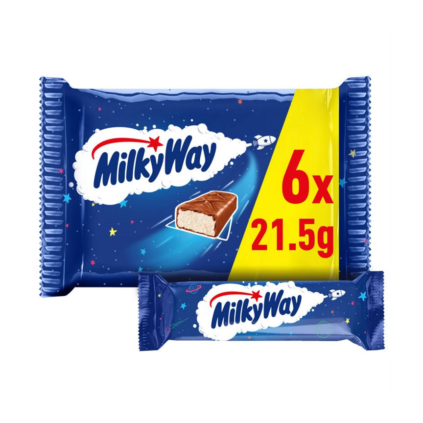 Milky Way Nougat &amp;amp; Milk Chocolate Snack Bars Multipack 6 x 21.5g