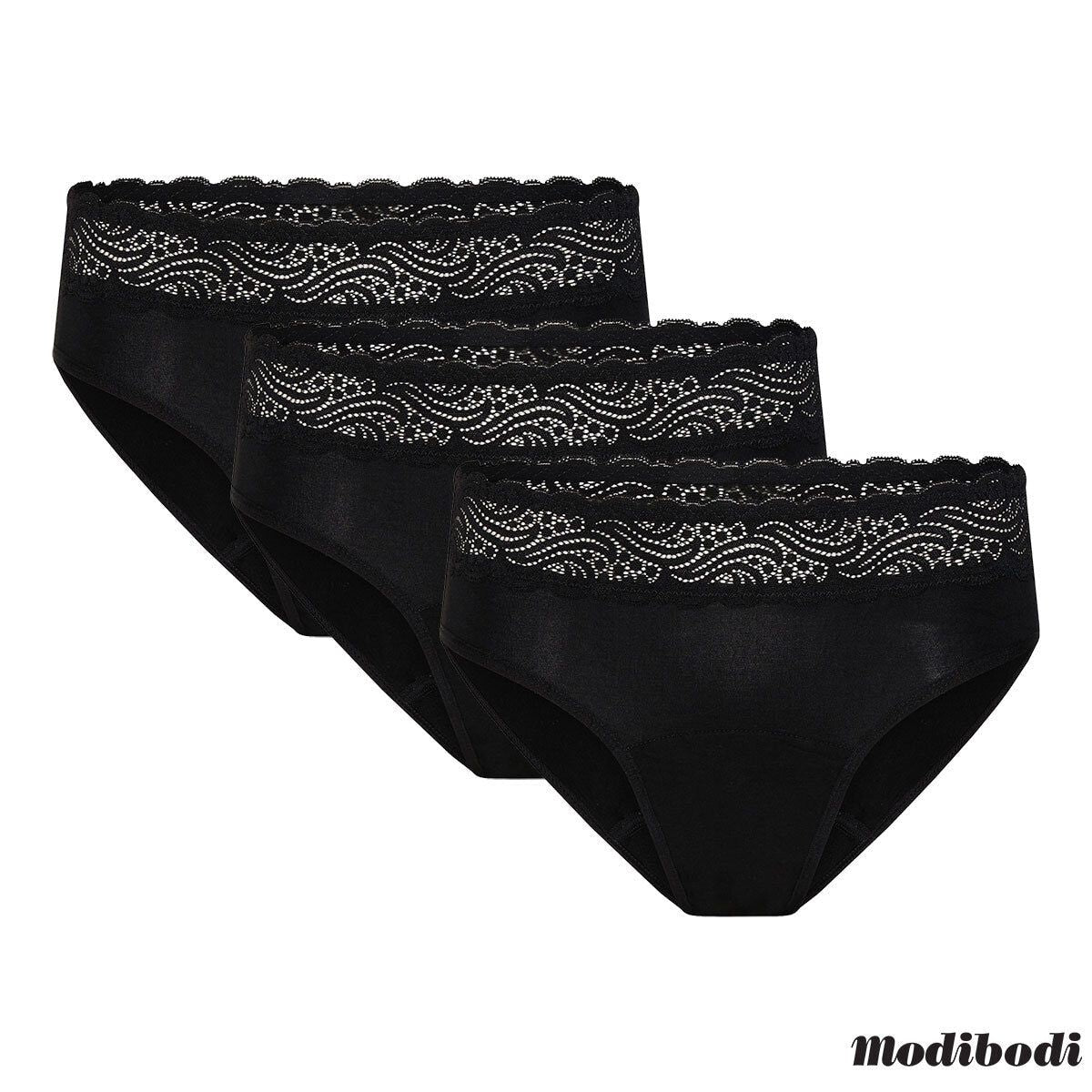 ModiBodi Sensual Period &amp;amp; Leak Proof Hi-Waist Bikini Brief, 3 Pack