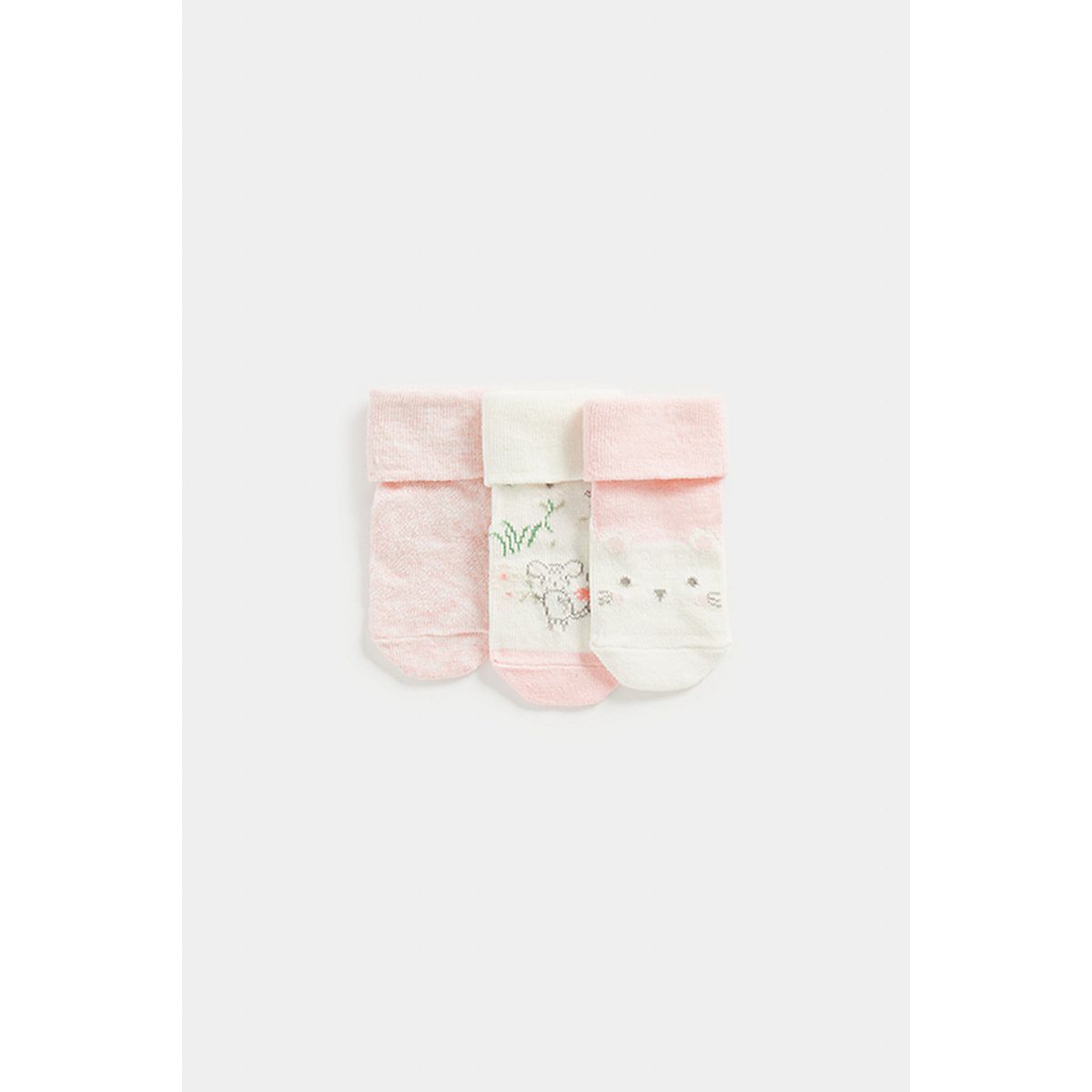 Mothecare Mouse Turn Over Top Baby Socks 3 Pack