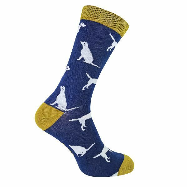 Mr Heron Mens Novelty Bamboo Socks with Dogs On 6-11 UK Labrador (Navy) / 1EA