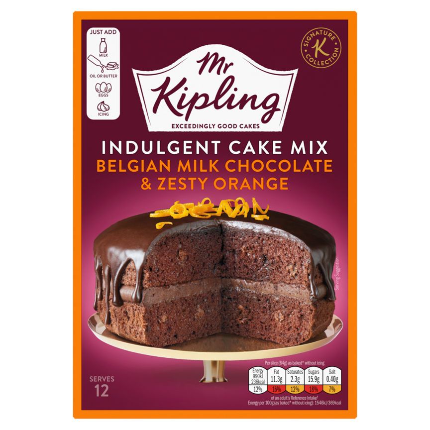 Mr Kipling Signature Collection Indulgent Cake Mix Belgian Milk Chocolate &amp;amp; Zesty Orange 416g