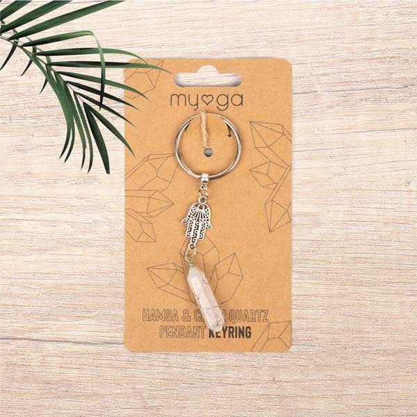 Myga Keyring - Hamsa &amp;amp; Clear Quartz