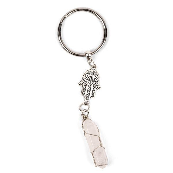 Myga Keyring - Hamsa &amp;amp; Clear Quartz
