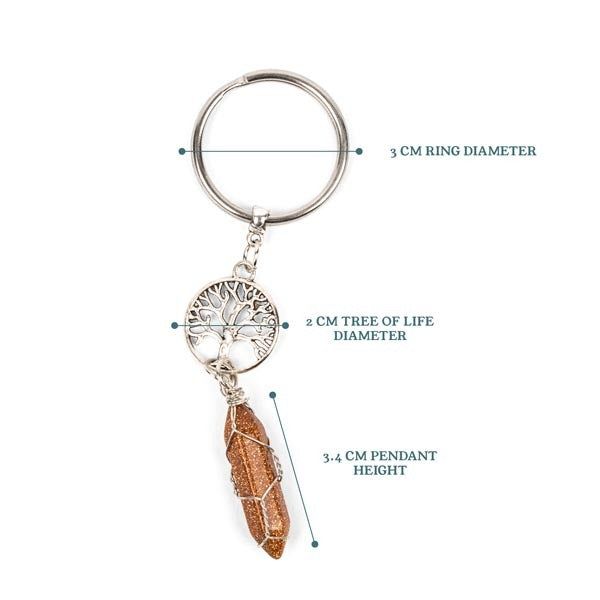 Myga Keyring - Tree Of Life &amp;amp; Goldstone