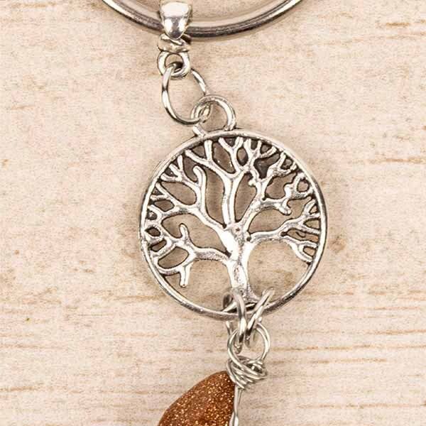 Myga Keyring - Tree Of Life &amp;amp; Goldstone