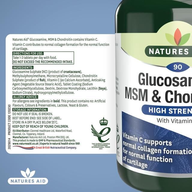 Natures Aid Glucosamine MSM &amp;amp; Chondroitin    90 per pack