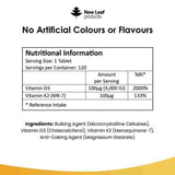 New Leaf Vitamin D3 &amp;amp; K2 Tablets D3 4000iu + K2 100mcg