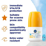 NIVEA SUN Kids Sensitive Protect SPF 50+ Sun Lotion Roll On   50ml