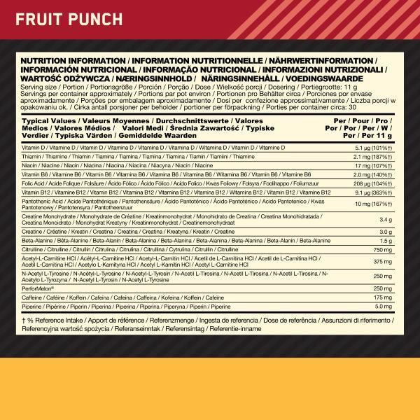 Optimum Nutrition Fruit Punch Gold Standard Pre-Workout 330g