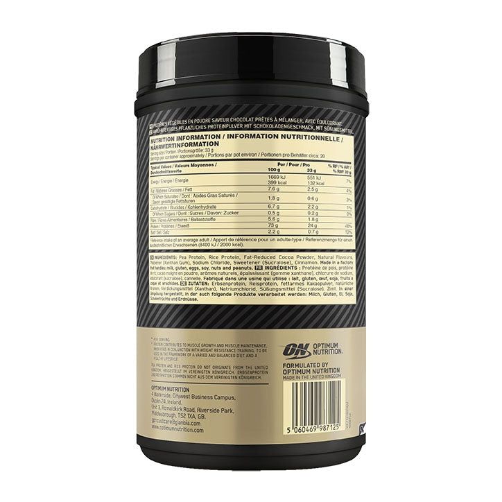 Optimum Nutrition Gold Standard 100% Plant French Vanilla Cr&amp;egrave;me 684g Chocolate