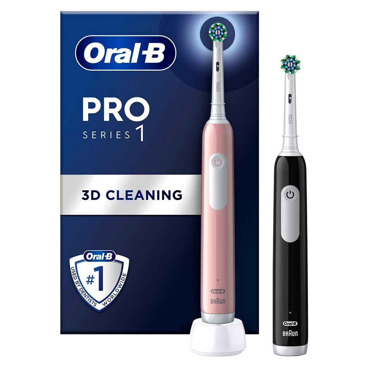 Oral-B Pro Series 1 Electric Toothbrush - Black &amp;amp; Pink Duo Pack